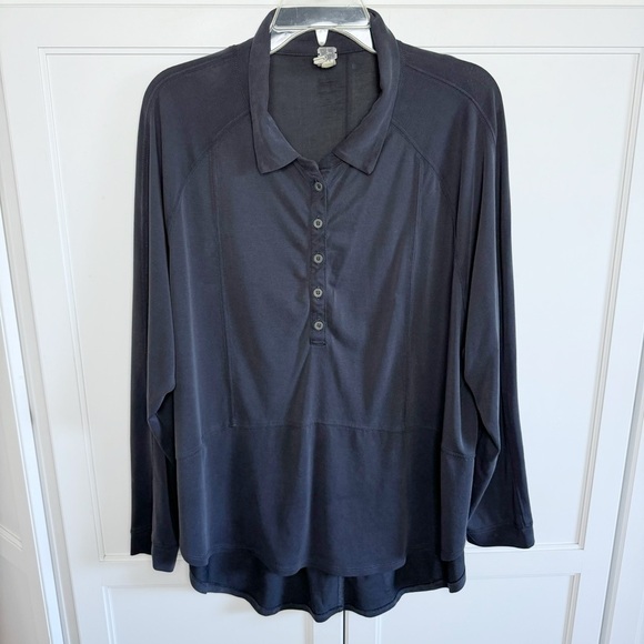 Free People We the Free High/Low Henley Top Sz Small Lagenlook Momcore - Picture 2 of 9